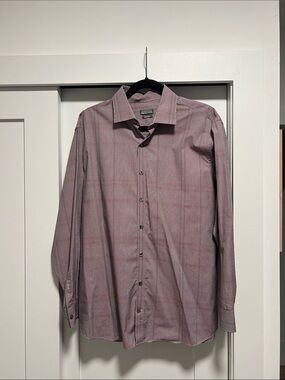 Kenneth Cole Reaction Plum-Tone Plaid Dress Shirt